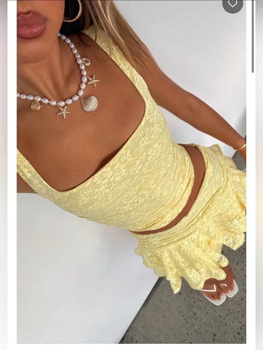 NWT White Fox Lets have some fun lace bustier and skirt lemon color set size XL